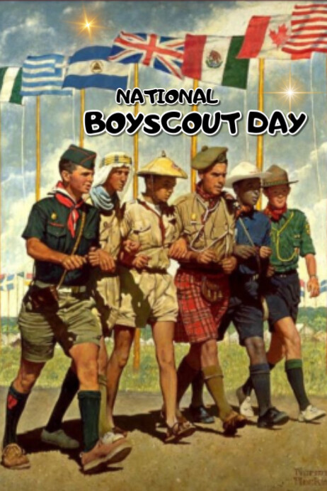 Yellow Modern & Minimal  National Boy Scout Day Poster Plakkaat template