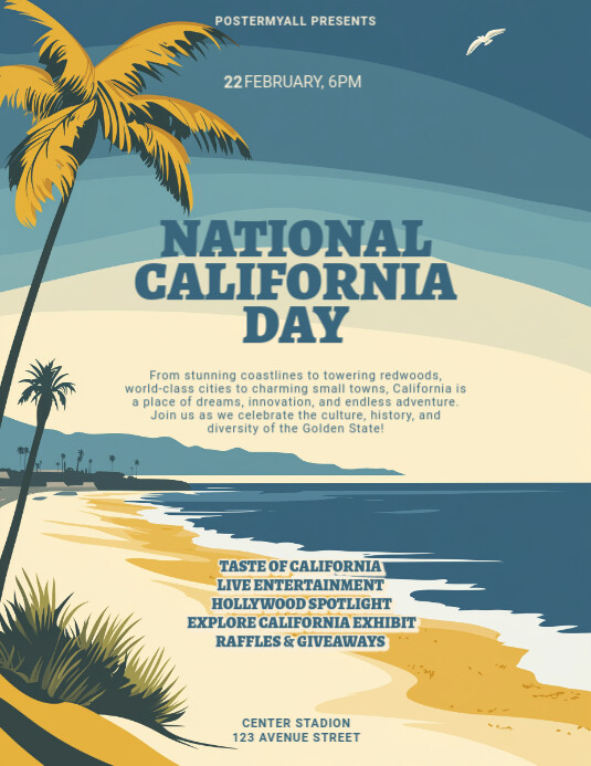 Yellow Modern & Minimal National California Day Event Flyer (us Letter) template