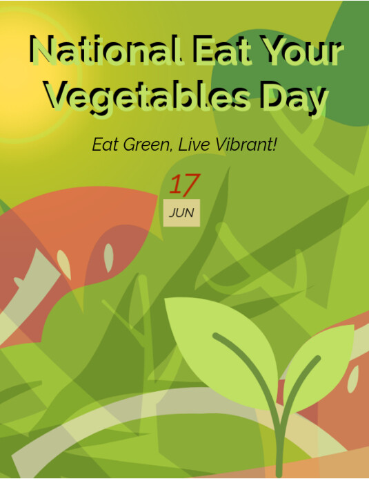 Yellow Modern & Minimal National Eat Your Vegetables Day Flyer (us Letter) template