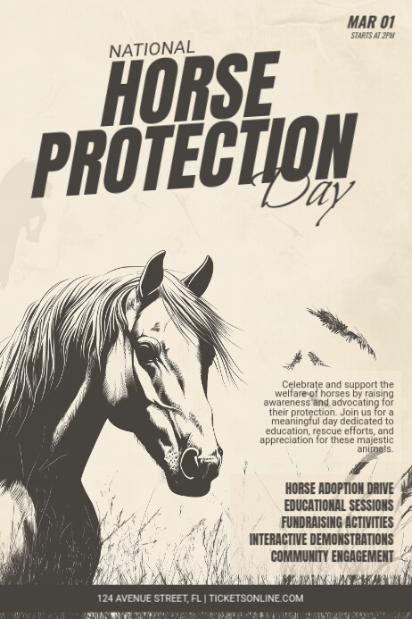 Yellow Modern & Minimal National Horse Protection Day Celebration Event Poster template