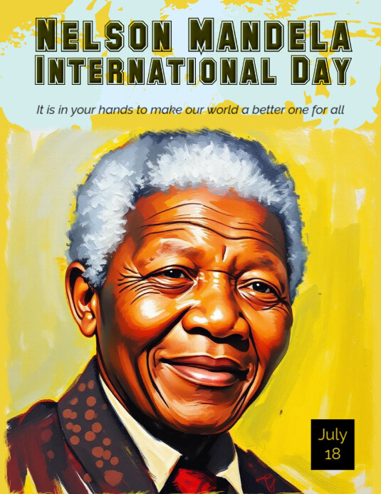 Yellow Modern & Minimal  Nelson Mandela International Day Flyer (us Letter) 传单(美国信函) template