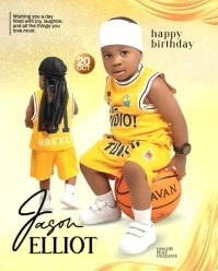 Yellow Modern & Minimal Personalized Birthday Poster For Kids  Instagram Portrait template