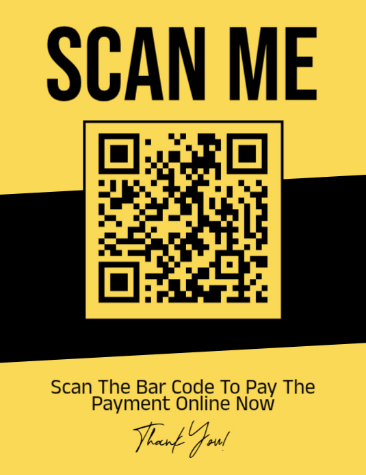 Yellow Qr Code Payment Flyers Template | PosterMyWall