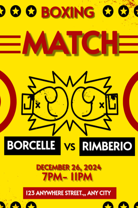 Yellow Modern & Minimal Red Boxing Match Competition  Poster template