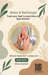 Yellow Modern & Minimal Relax & Recharge Spa Massage Ad – Editable Template With Footage Frame Tablo Tabloid