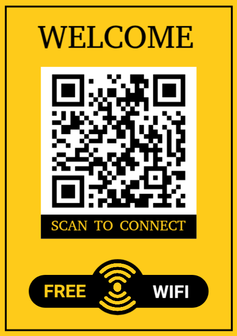 Yellow Modern & Minimal Scan And Access Wifi A4 template