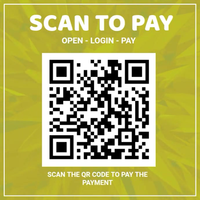 Plantilla de Yellow Modern & Minimal Scan Me And Pay Instagram Post ...
