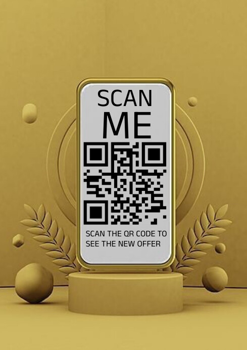 Yellow Modern & Minimal Scan Me Template A4 | PosterMyWall