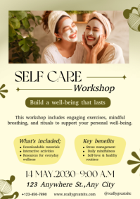 Yellow Modern & Minimal Self Care Work Shop  A4 template