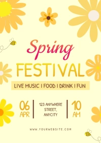 Yellow Modern & Minimal Spring Festival A2 template