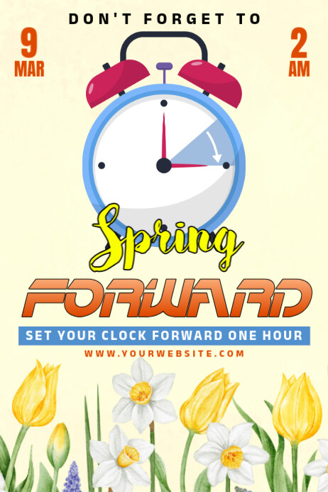 We Spring Forward Sign Copy of Yellow Modern & Minimal Spring Forward Poster | PosterMyWall