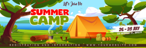 Yellow Modern & Minimal Summer Camp Tajuk Twi Nagłówek na Twittera template