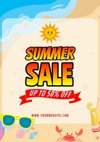 Yellow Modern & Minimal Summer Sale A4 template
