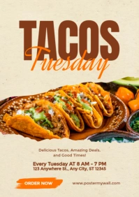 Yellow Modern & Minimal Tacos Tuesday Flyer A4 template