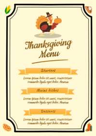 Yellow Modern & Minimal Thanksgiving Menu A6 template