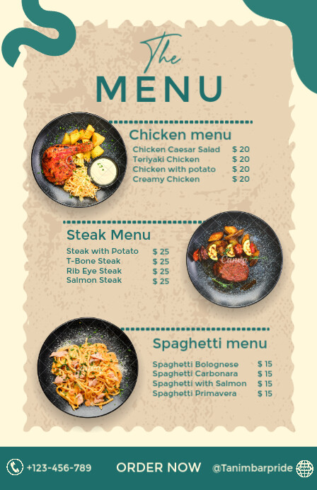 Yellow Modern & Minimal The Menu  Tabloid template