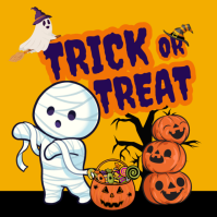 Yellow Modern & Minimal Trick Or Treat  Instagram Post Wpis na Instagrama template