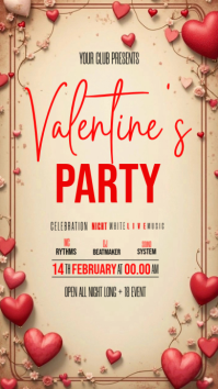 Yellow Modern & Minimal Valentine's Party Invite Flyer  Digital Display (9:16) template