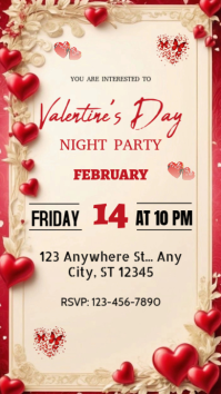 Yellow Modern & Minimal Valentine's Party Invite Flyer  Digital Display (9:16) template