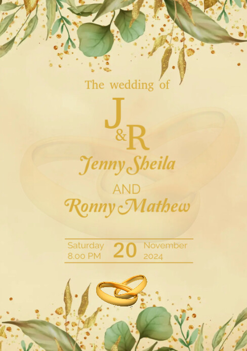 Copy of Yellow Modern & Minimal Wedding Invitation A5 | PosterMyWall