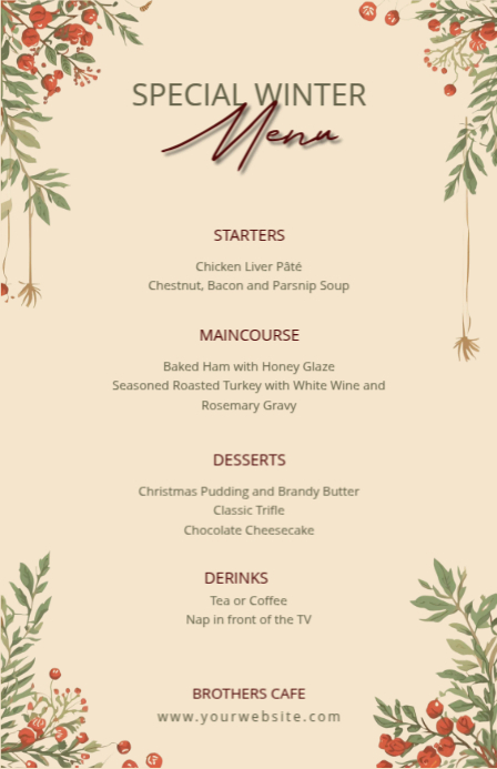 Yellow Winter Menu Tabloid Template | PosterMyWall