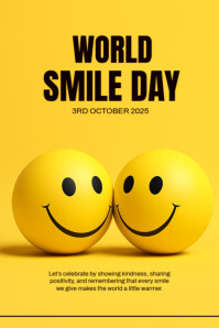 Yellow Modern & Minimal World Smile Day Poster template