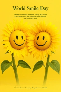 Yellow Modern & Minimal World Smile Day Template Poster