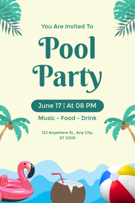 Yellow Modern & Minimal You Are Invited To Pool Party Poster template