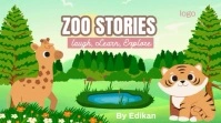 Yellow Modern & Minimal Zoo Stories Book Cover  Digital Display (16:9) template