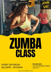 Yellow Modern & Minimal Zumba Class A3 template