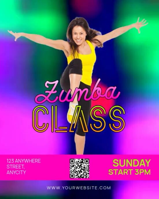 Yellow Modern & Minimal Zumba Classes Instagram Portrait template