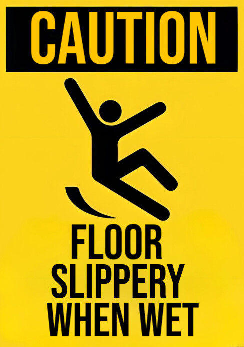 Yellow Modern & Minimal Caution Sign  A5 template