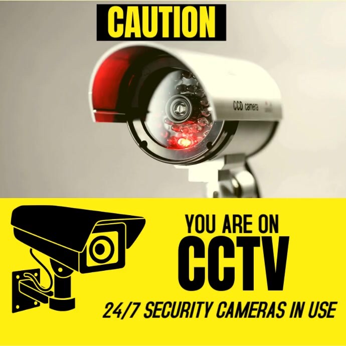 Yellow Modern & Minimal Cctv Notice Sign  Instagram Post template