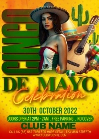 Yellow Modern & Minimal Cinco De Mayo A6 template