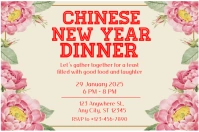 Yellow Modern & Minimal Cream And Pink Elegant Chinese New Year Dinner Invitation Label template