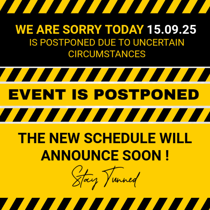 Yellow Modern & Minimal Event Is Postponed Instagram Post template