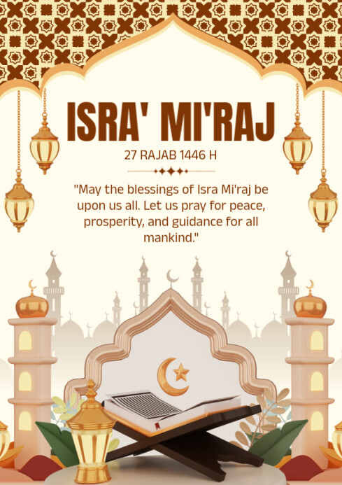Yellow Modern & Minimal Isra' Mi'raj A4 template