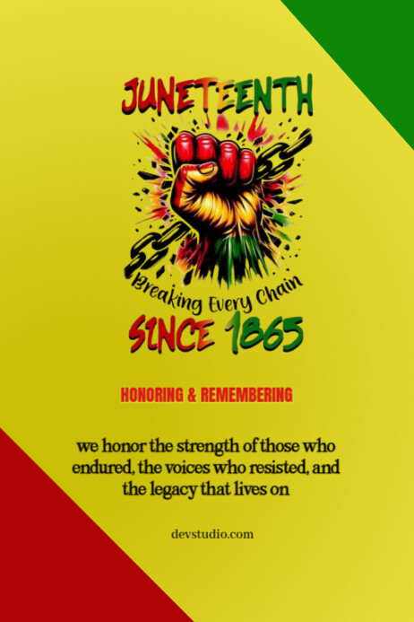 Yellow Modern & Minimal Juneteenth  Poster template