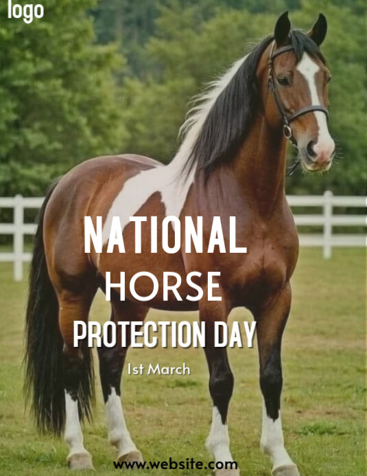 Yellow Modern & Minimal National Horse Day Flyer (us Letter) template