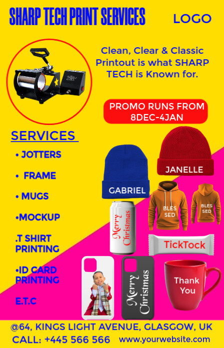 Yellow Modern & Minimal Print Services Advert Tabloid template