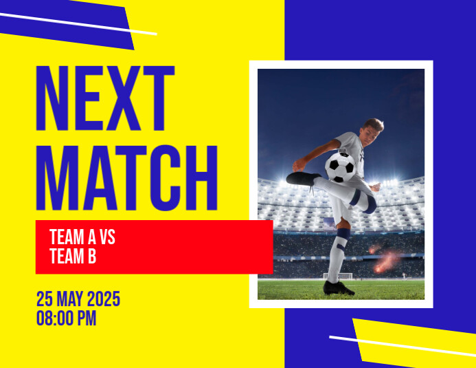 Yellow Modern & Minimal Soccer Football Next Match Flyer (us Letter) template
