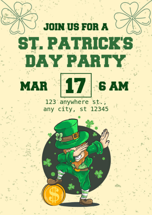 Yellow Modern & Minimal St. Patrick's Day Part A6 template