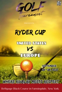 Yellow Modern & Minimal This Is A Visually Appealing Poster Design Template For A Ryder Cup Golf Tou ภาพกราฟิก Pinterest