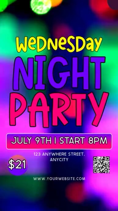 Yellow Modern & Minimal Wednesday Night Party Reel Instagram template