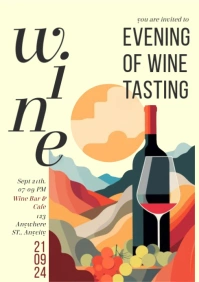 Yellow Modern & Minimal Wine Tasting A4 template