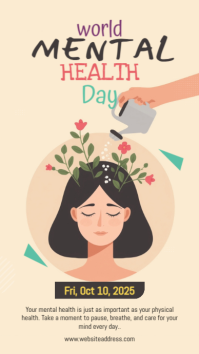 Yellow Modern & Minimal World Mental Health Day Instagram Story template