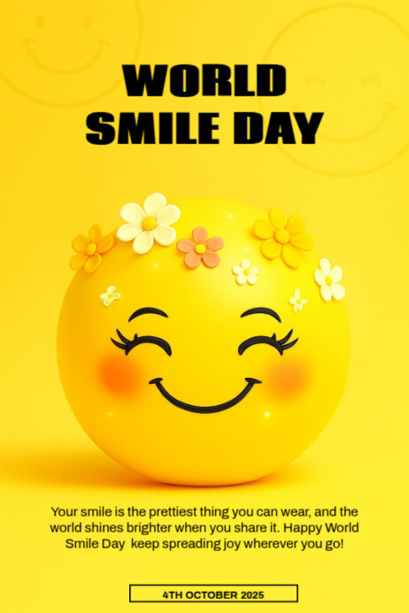 Plantilla de Yellow Modern & Minimal World Smile Day Template Design ...