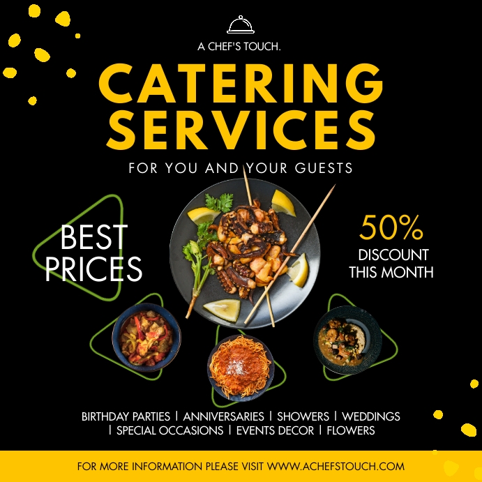 Yellow Modern Food Catering Service Instagram Wpis na Instagrama template