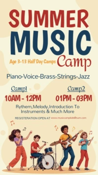 Yellow  Music Camp, Camping, Summer Camp, Event Instagram Story template