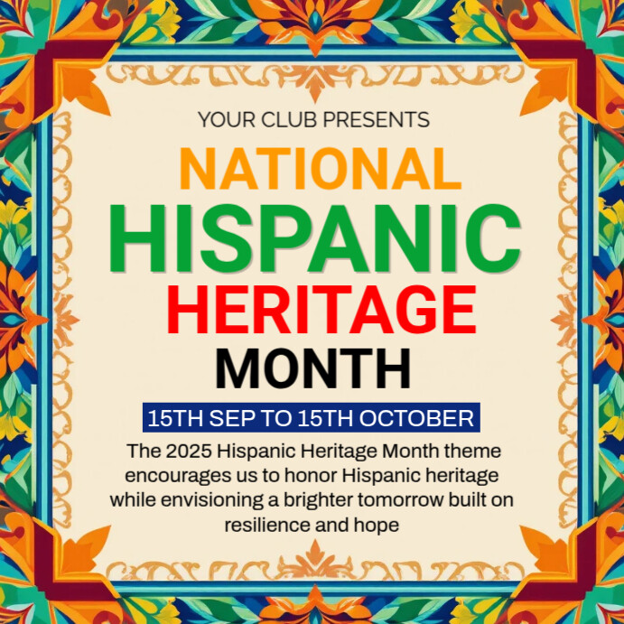Yellow National Hispanic Heritage Month Instagram Post Template ...